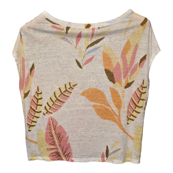 Cynthia Rowley 100% Linen Top Womens Size Medium Tropical Leaf Print Casual - Picture 2 of 8